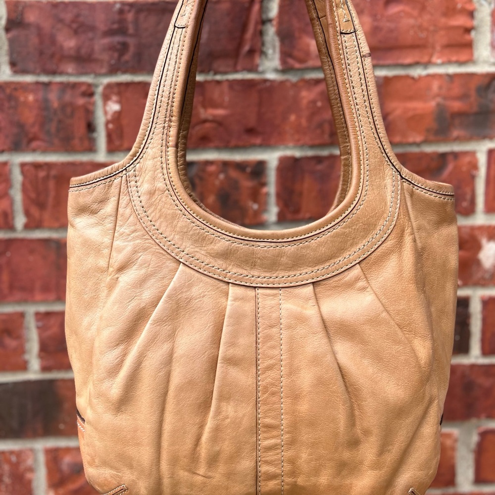 Vintage Coach Tan Leather Ergo Pleated Hobo Satchel 12240 - Picture 3 of 11